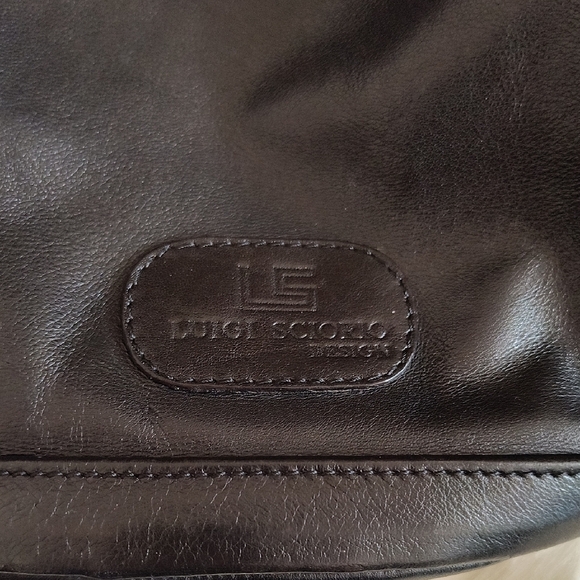 Luigi Sciorio Black Leather Shoulder Bag with Belt And Gold Buckle. Like New - Picture 2 of 8